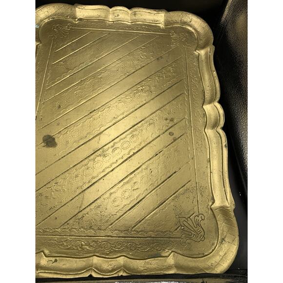Vtg OFM Florence Italy rectangle ornate tray, serving Vanity Display 16.5”x 12.5 - Picture 11 of 11